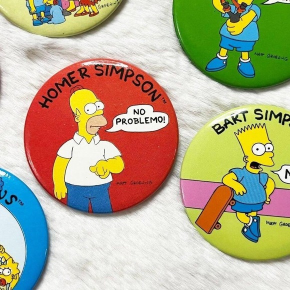 Set of 6 Vintage 1989 The Simpsons Pins - Picture 4 of 7